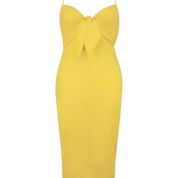 women midi skinny tie front pencil dress bodycon - Picture 2 of 2